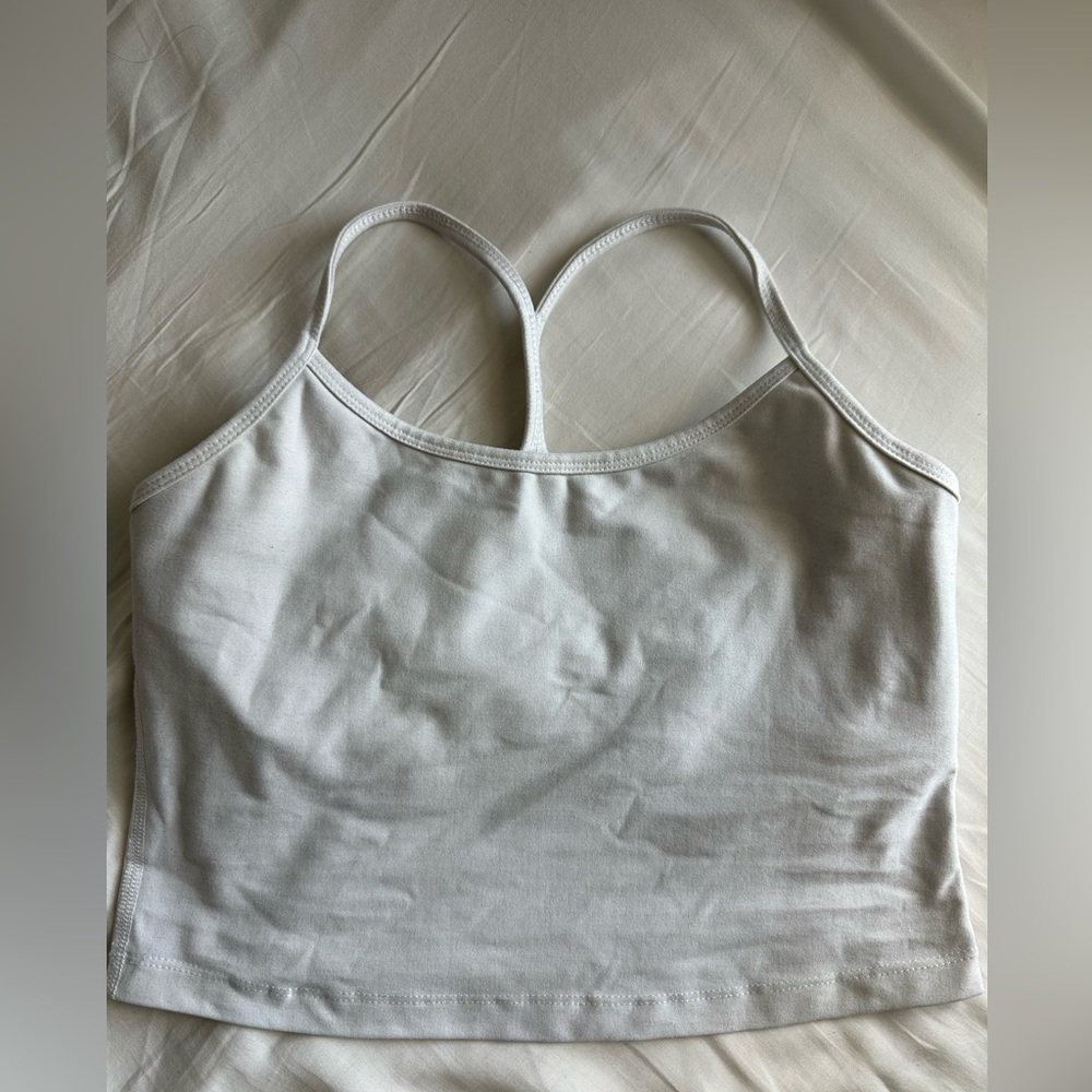 Beyond Yoga White Cropped Truly Tank Top, Size Medium